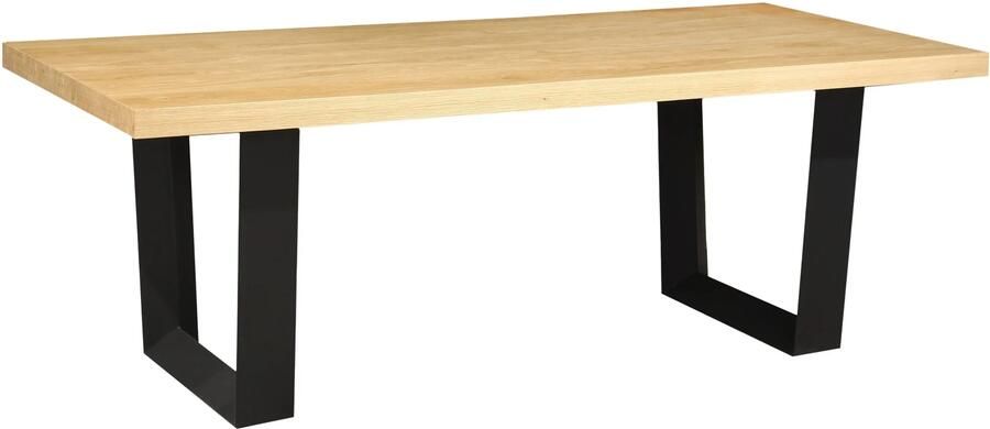 Invicta Interior Eettafel ZEUS 210 cm natuurlijke eikenhoutlook met zwart metalen frame 46558