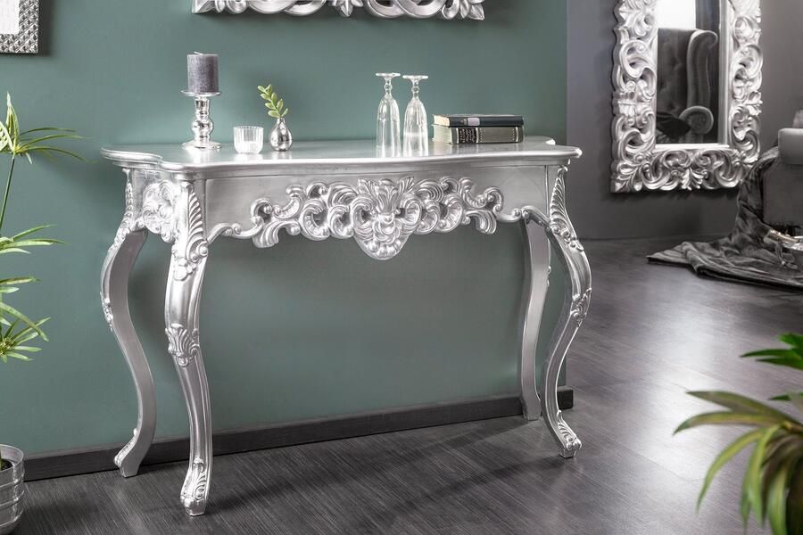 Invicta Interior Elegante console VENICE 110 cm zilveren barok design dressoir handgemaakt 15634