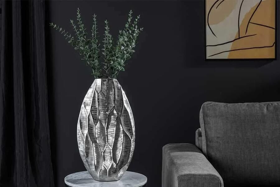 Invicta Interior Elegante vaas ORGANIC ORIENT 44cm zilver gehamerd ontwerp 41546