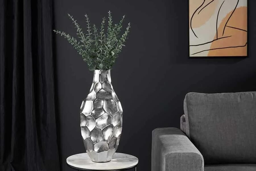 Invicta Interior Elegante vaas ORGANIC ORIENT 45cm zilver gehamerd ontwerp 41544