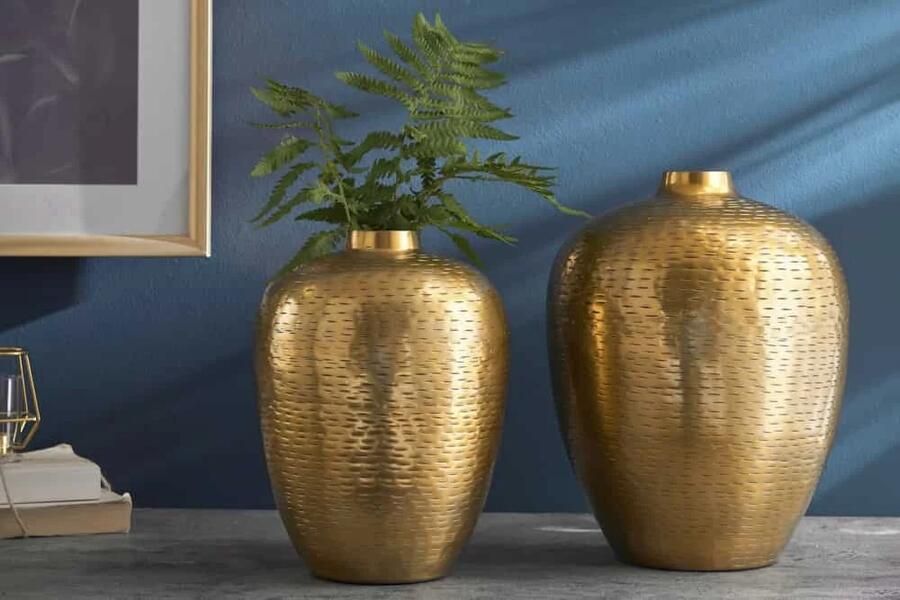 Invicta Interior Elegantes Vasen 2er Set ORIENTAL 32cm goud im Rice Hammerschlag Design 41532