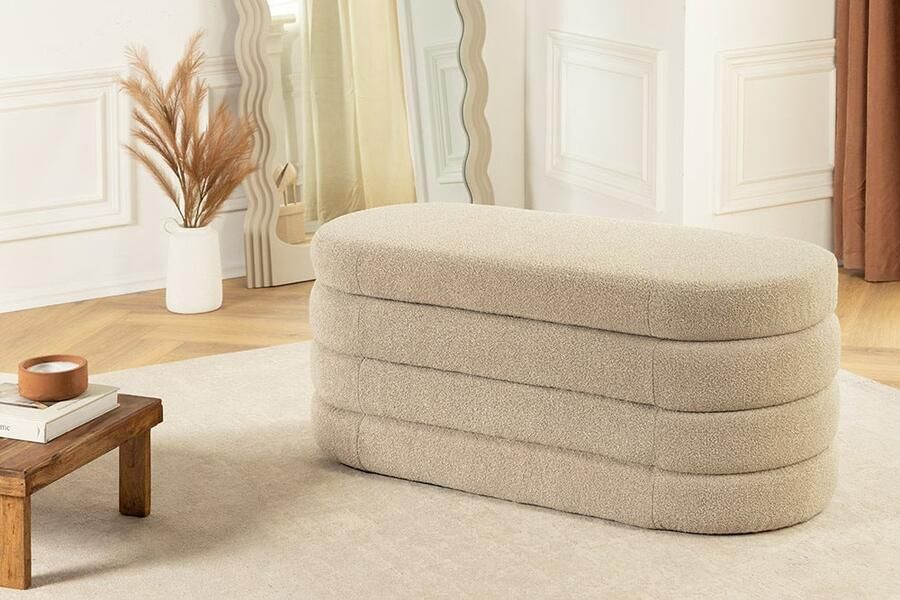 Invicta Interior Extravagante gestoffeerde bank VOGUE 115cm taupe bouclé bank met opbergruimte 46684 - Foto 2