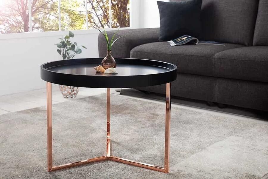 Invicta Interior Extravagante salontafel MODULAR 60cm mat zwart koper rond incl. dienblad 36719