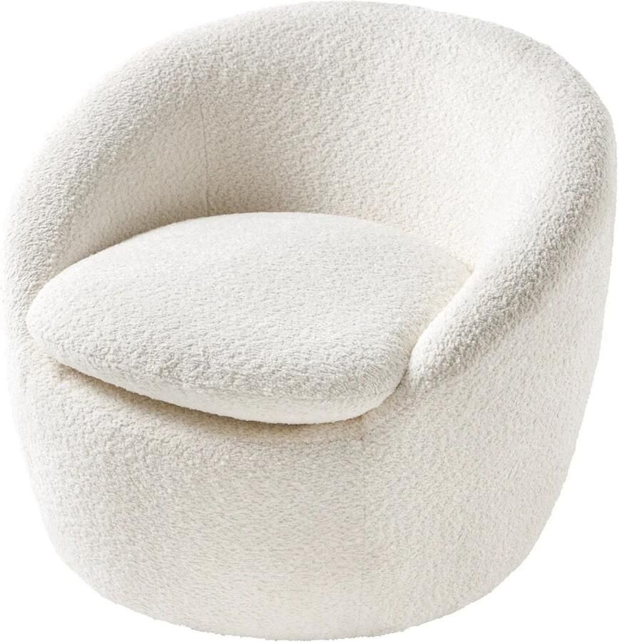 Invicta Interior Design draaifauteuil ALPINE wit Bouclé 360° met armleuningen 43531