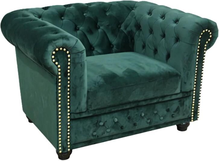 Invicta Interior Fauteuil CHESTERFIELD antieke uitstraling fluweel smaragdgroen 49285