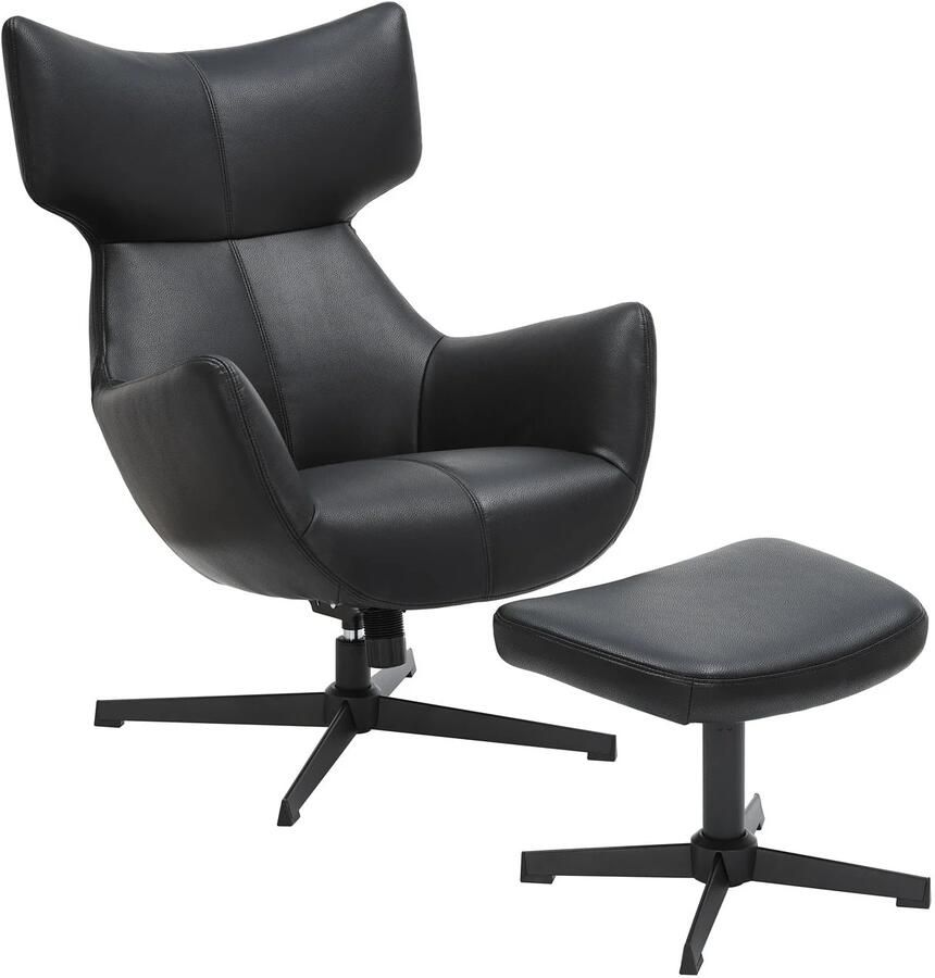 Invicta Interior Fauteuil VOGUE 360° draaibaar kunstleer zwart met zwart metalen frame 47718