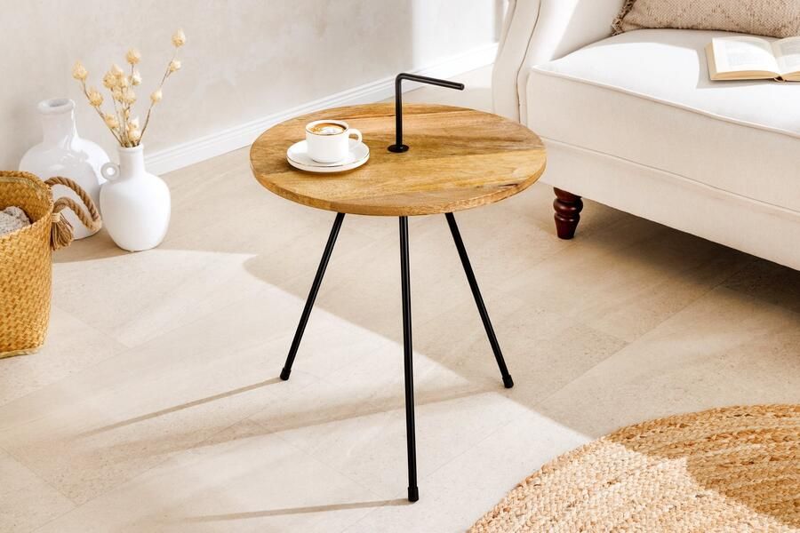 Invicta Interior Handgemaakte bijzettafel SIMPLY CLEVER 60cm naturel mangohout met handvat 44349