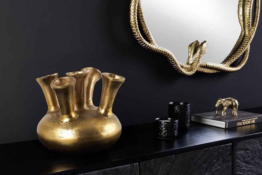 Invicta Interior Handgemaakte vaas KIYA 25cm goud met vijf openingen bloemenvaas 44862