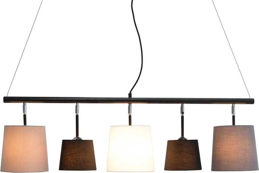 Invicta Interior Design hanglamp LEVELS 100cm zwart grijze linnen kapjes Design by KARE 37741 - Foto 2