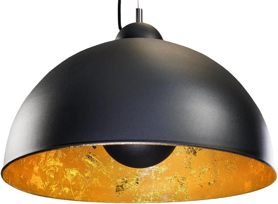 Invicta Interior industrieele design hanglamp STUDIO 55cm zwart bladgoud look hanglamp 19697 - Foto 2