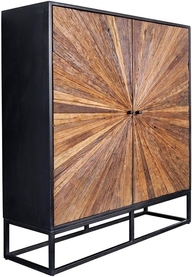 Invicta Interior Massief highboard BARRACUDA 120cm bruin mangohout met teakhouten front zwart metaal 44989