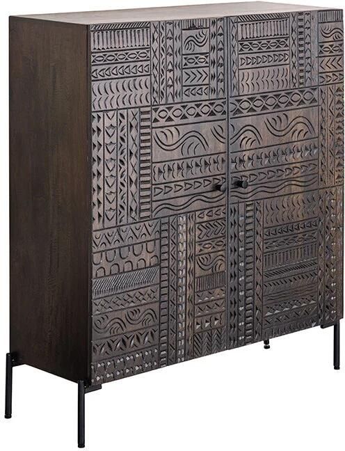 Invicta Interior Massief dressoir TRIBAL 120cm Antiek Bruin Mangohout 3D Front Veel opbergruimte 45996 - Foto 2