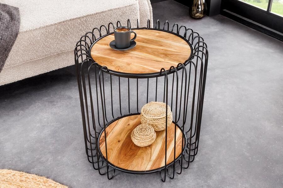 Invicta Interior Industriële bijzettafel TRUE ELEMENTS 50cm Naturel Acacia massief hout 45737