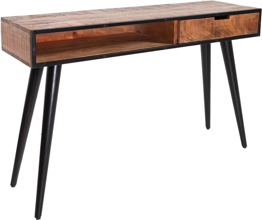 Invicta Interior industrieele consoletafel INDUSTRIAL 120cm Mango met zwarte poten 39651