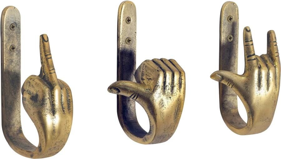 Invicta Interior Kapstokhaak FINGERS 20 cm set van 3 messing 45662