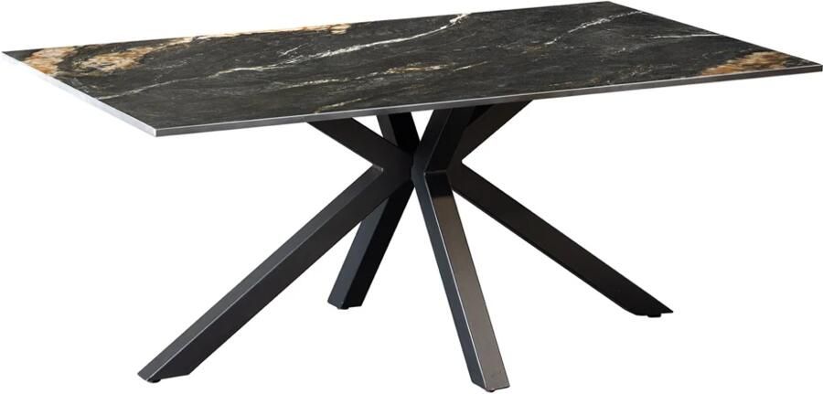 Invicta Interior Koffietafel GALAXIE 100cm met sterrenframe keramiek zwart goud zand 46902