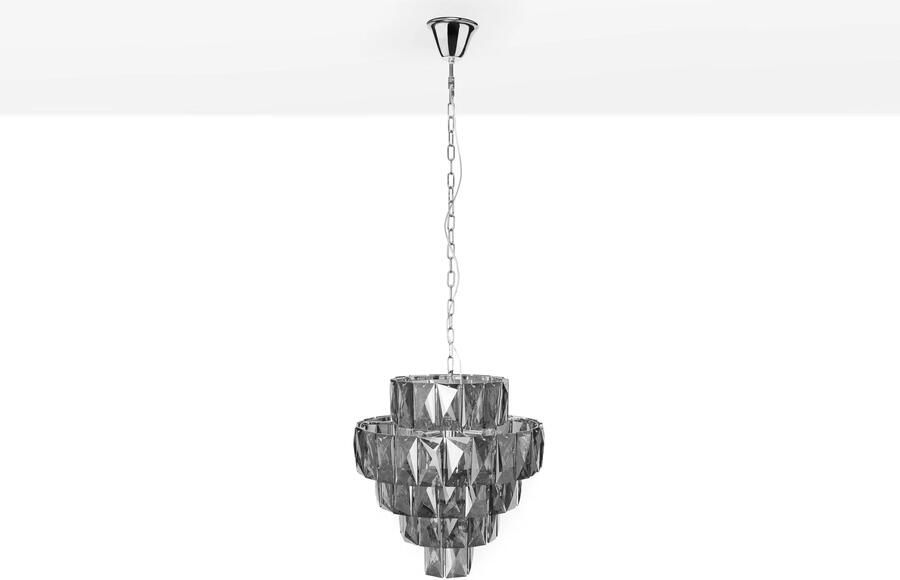 Invicta Interior Extravagante kroonluchter CRYSTAL 50cm edelgrijs met glazen prisma's 40824 - Foto 2