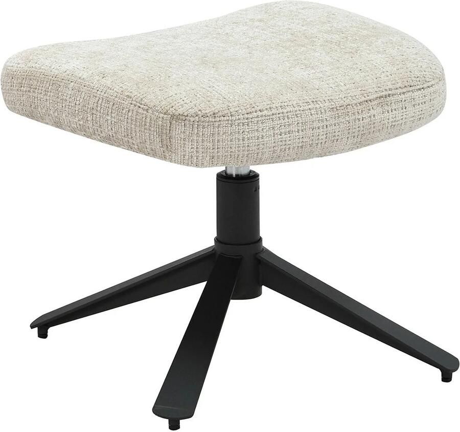 Invicta Interior Kruk CLOUD 45 cm draaibaar bekleed met gestructureerde stof in champagnebeige met zwart metalen frame 46706