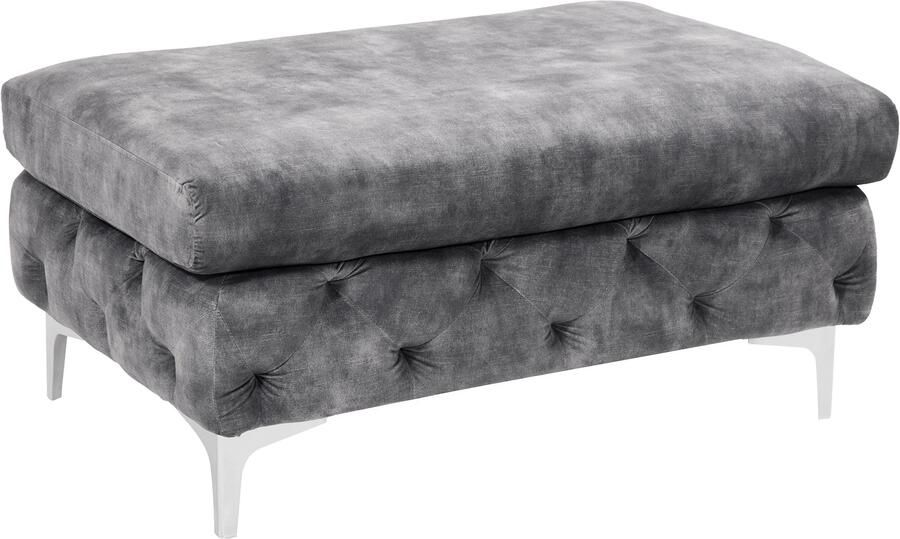 Invicta Interior Kruk MODERN BAROCK 90 cm fluweel donkergrijs in Chesterfield-stijl 45980