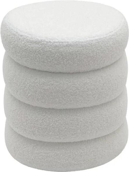 Invicta Interior Kruk VOGUE 40cm rond bekleed met opbergruimte bouclé wit