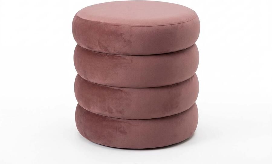 Invicta Interior Kruk VOGUE 40cm rond bekleed met opbergruimte fluweel rosé