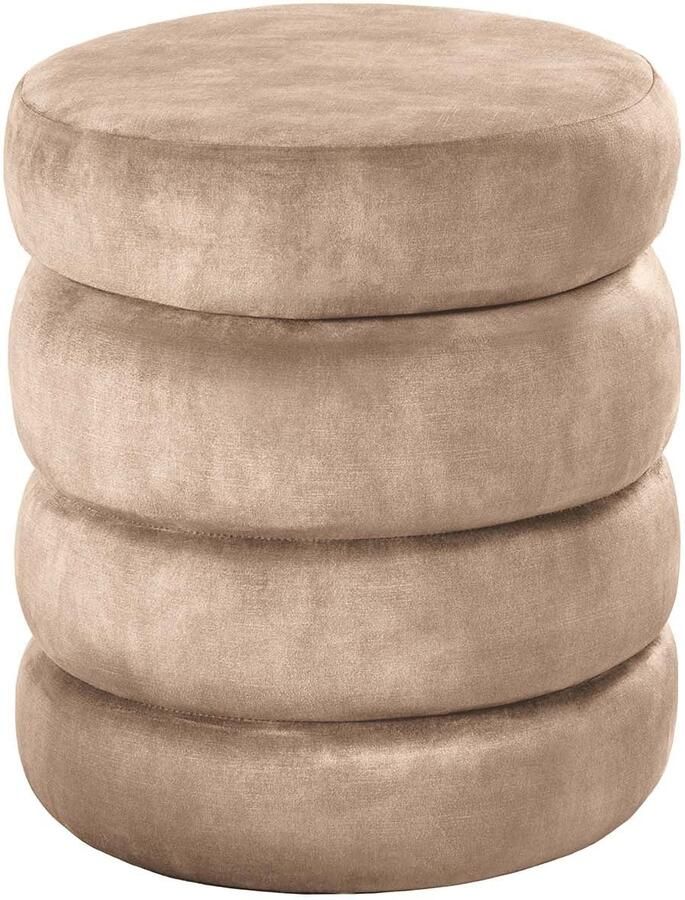 Invicta Interior Kruk VOGUE 40cm rond bekleed met opbergruimte velours champagne greige