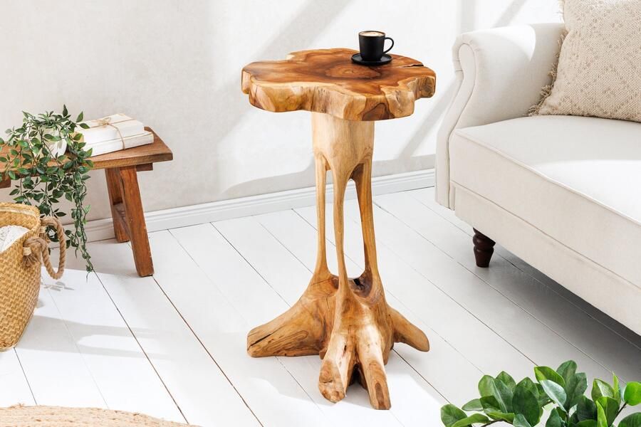 Invicta Interior Massief houten bijzettafel ROOT 70cm naturel teakhout gemaakt van wortelhout in paaldesign 44714 - Foto 3