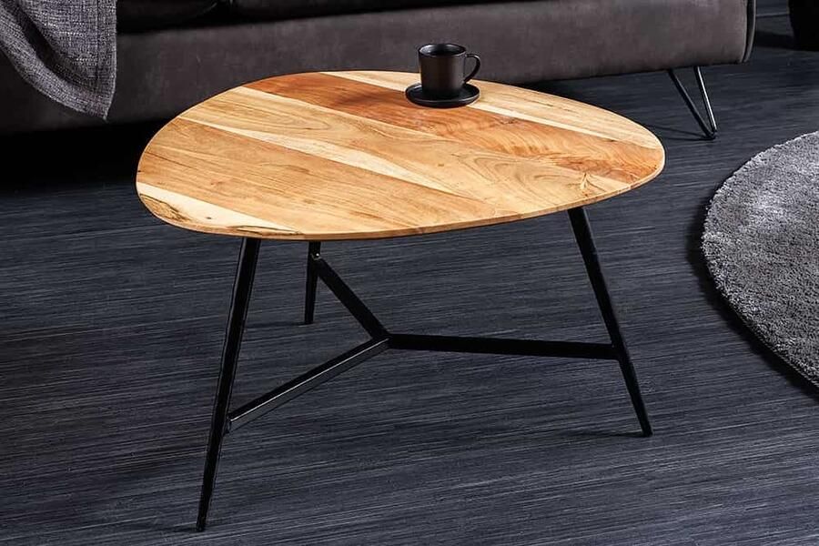 Invicta Interior Massief houten salontafel BEAUTY BY NATURE 60cm acacia driehoekig metaal zwart 43740