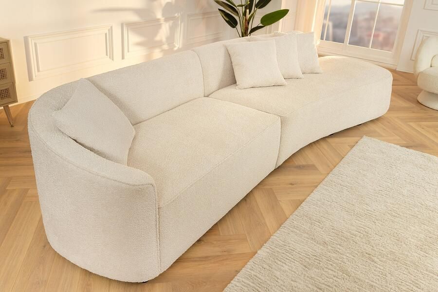 Invicta Interior Moderne bank ATELIER L 330cm beige Bouclé XXL bank incl. kussens 46548