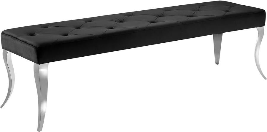 Invicta Interior Moderne barokbank 170 cm roestvrijstalen poten zilverkleurig fluweel zwart 47495