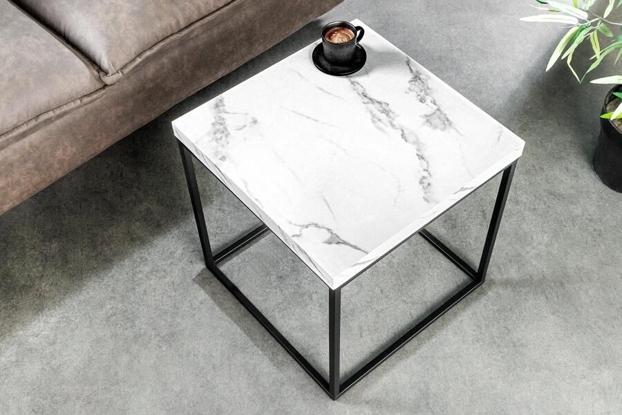 Invicta Interior Moderne bijzettafel ARCHITECTURE 45cm Wit Marmeren Design Metalen Frame 44761 - Foto 2