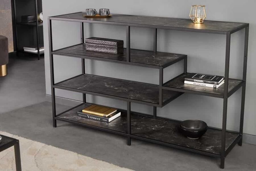 Invicta Interior Moderne boekenkast SLIM LINE 115 cm grafiet metalen frame met vijf planken 44180 - Foto 2