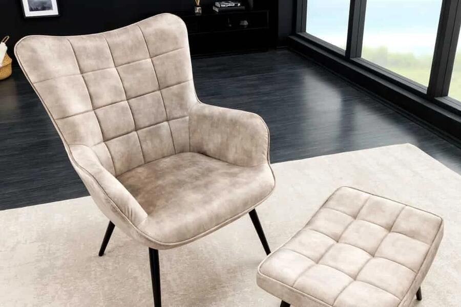 Invicta Interior Moderne fauteuil SCANDINAVIA champagne fluweel zwart metalen poten met armleuningen 44021 - Foto 2