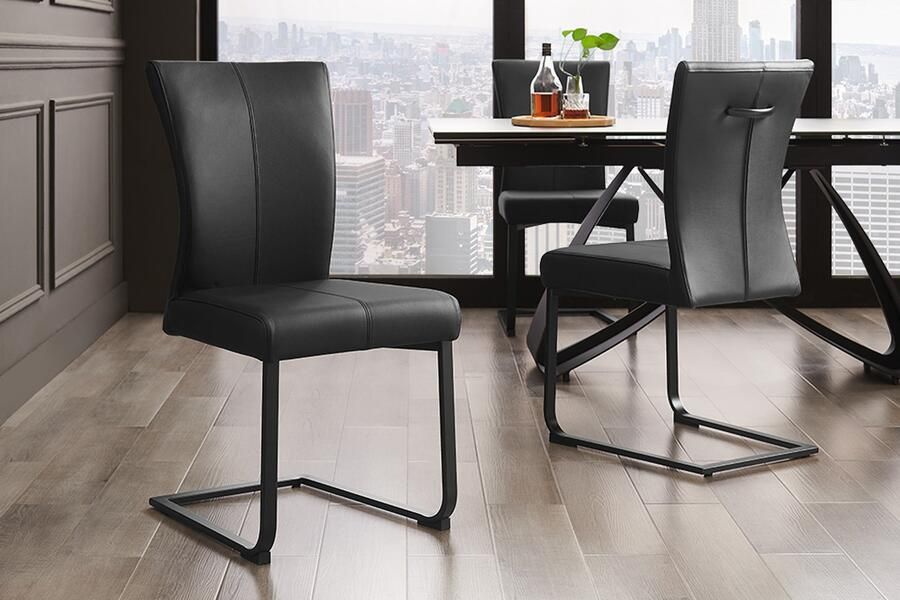 Invicta Interior Moderne sledestoel SAMSON zwart echt lederen metalen frame met comfortabele handgreep 45174