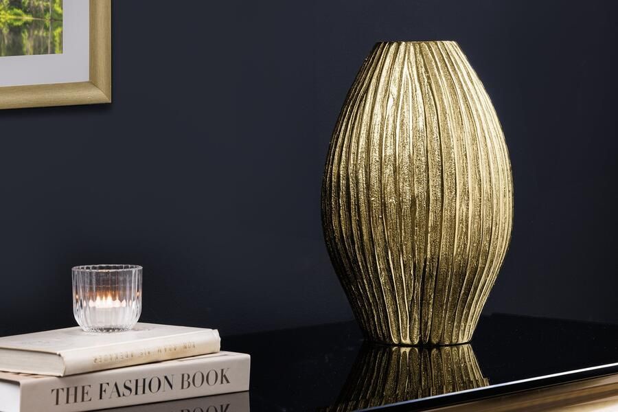 Invicta Interior Moderne vaas ELEGANCE 35cm Goud Antiek Metaal Gehamerd Design 44838