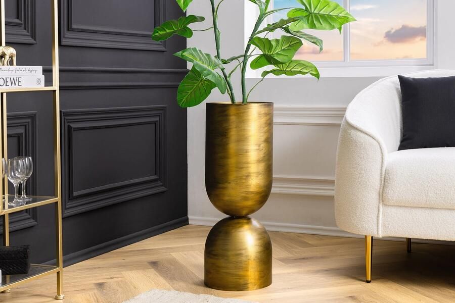 Invicta Interior Moderne vaas SANDGLASS L 55cm messing ijzer handgemaakt bruikbaar aan beide zijden 44870