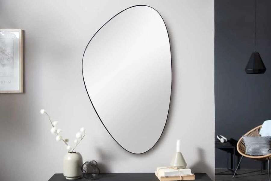 Invicta Interior Moderne wandspiegel NOEMI 90cm zwart asymmetrisch design 40703