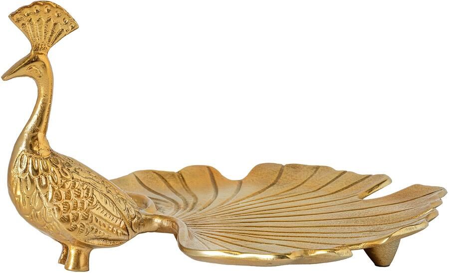 Invicta Interior Platter WILDLIFE PEACOCK 40cm Sculptuur goud 44894