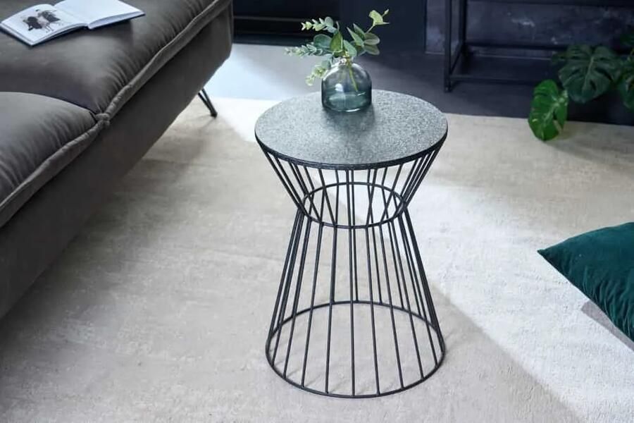 Invicta Interior Ronde bijzettafel VARIATION 45cm zwart metalen onderstel ijzer handgemaakt 43507