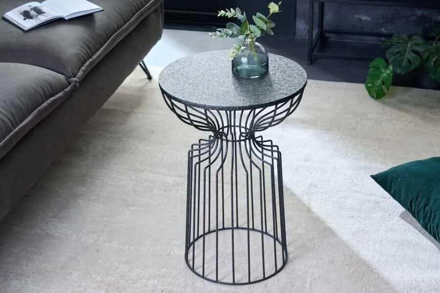 Invicta Interior Ronde bijzettafel VARIATION 55cm zwart ijzeren metalen frame handgemaakt 43508 - Foto 3