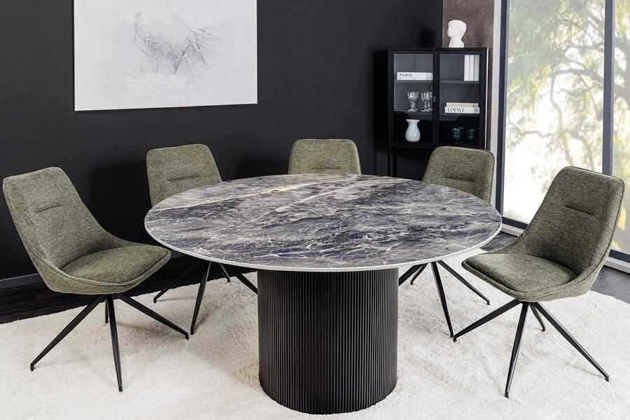 Invicta Interior Ronde eettafel UNIQUE 120cm zwart keramiek met onderstel 46382
