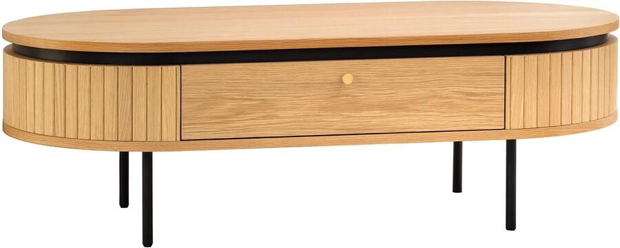 Invicta Interior Salontafel ATELIER 120 cm natuurlijke eikenhoutlook met zwarte poten 47457