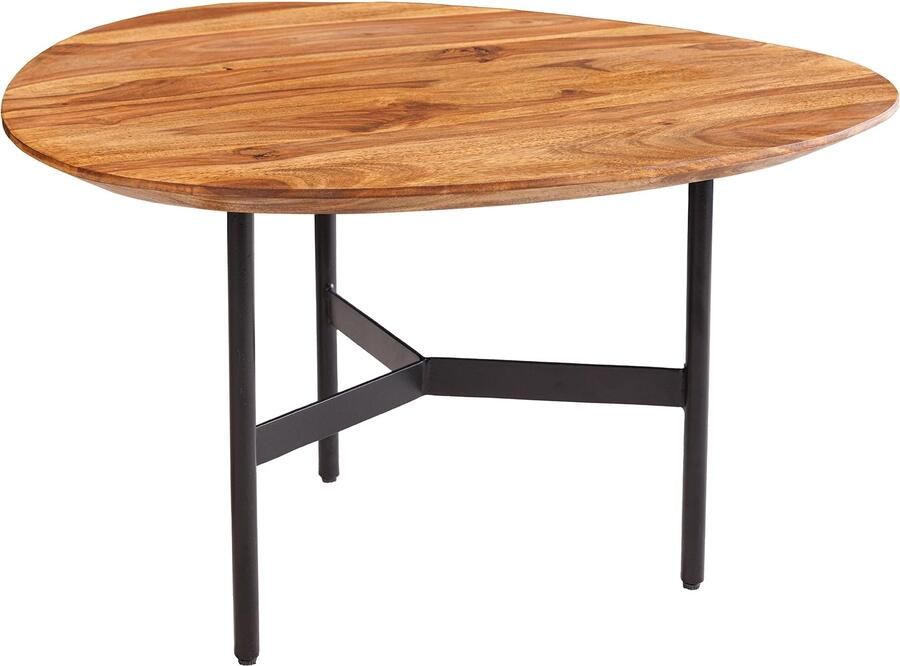 Invicta Interior Massief houten salontafel BEAUTY BY NATURE 60cm Sheesham steenafwerking niertafel driehoekig metaal 43747 - Foto 2