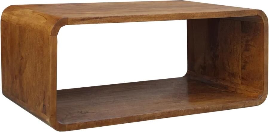 Invicta Interior Salontafel CUBUS 100cm met opbergvak mangohout bruin honing afwerking 49089
