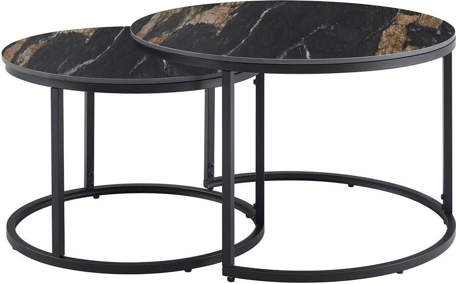 Invicta Interior Salontafel ELEGANCE 75cm set van 2 aurora oro keramiek zwart goud zand 46893