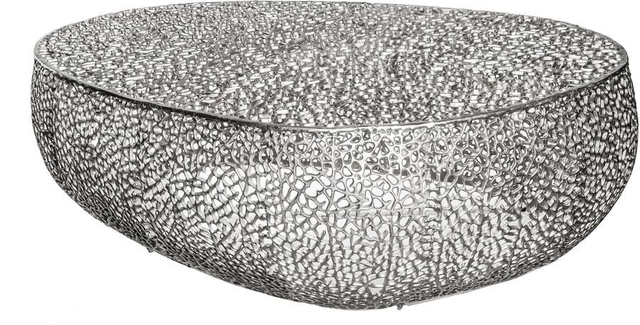 Invicta Interior Salontafel LEAF 122cm metaal zilver handgemaakt 38939 - Foto 2