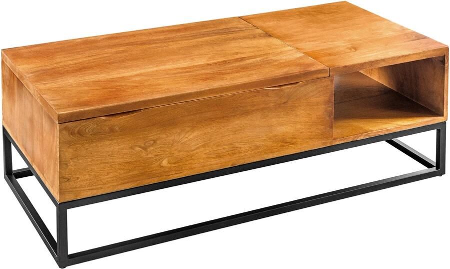 Invicta Interior Salontafel MAKASSAR FUNCTION 110cm in hoogte verstelbaar mangohout honey finish met opbergruimte 49379