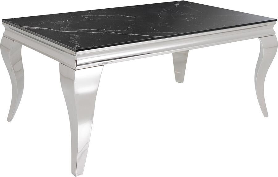Invicta Interior Design salontafel MODERN BAROQUE 100 cm zwart antraciet chroom keramiek marmer 44368
