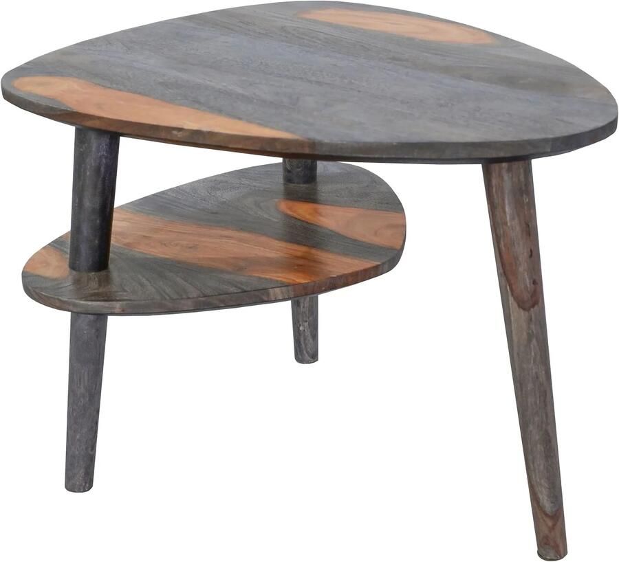 Invicta Interior Salontafel ORGANIC LIVING 55cm met opbergvak sheesham hout grijs smoke afwerking 48938