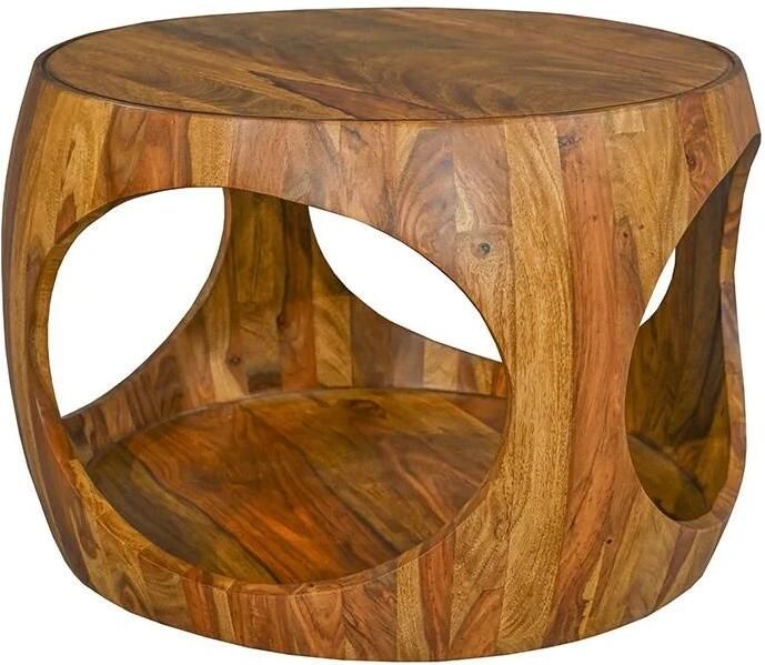 Invicta Interior Salontafel ORGANIC LOOP 60cm rond met opbergruimte sheesham hout bruin 48822